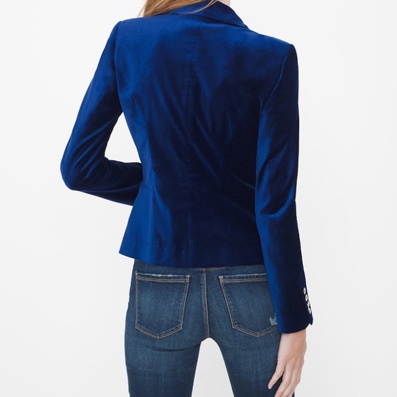 White House Black Market Royal Blue Velvet Blazer - Picture 4 of 6